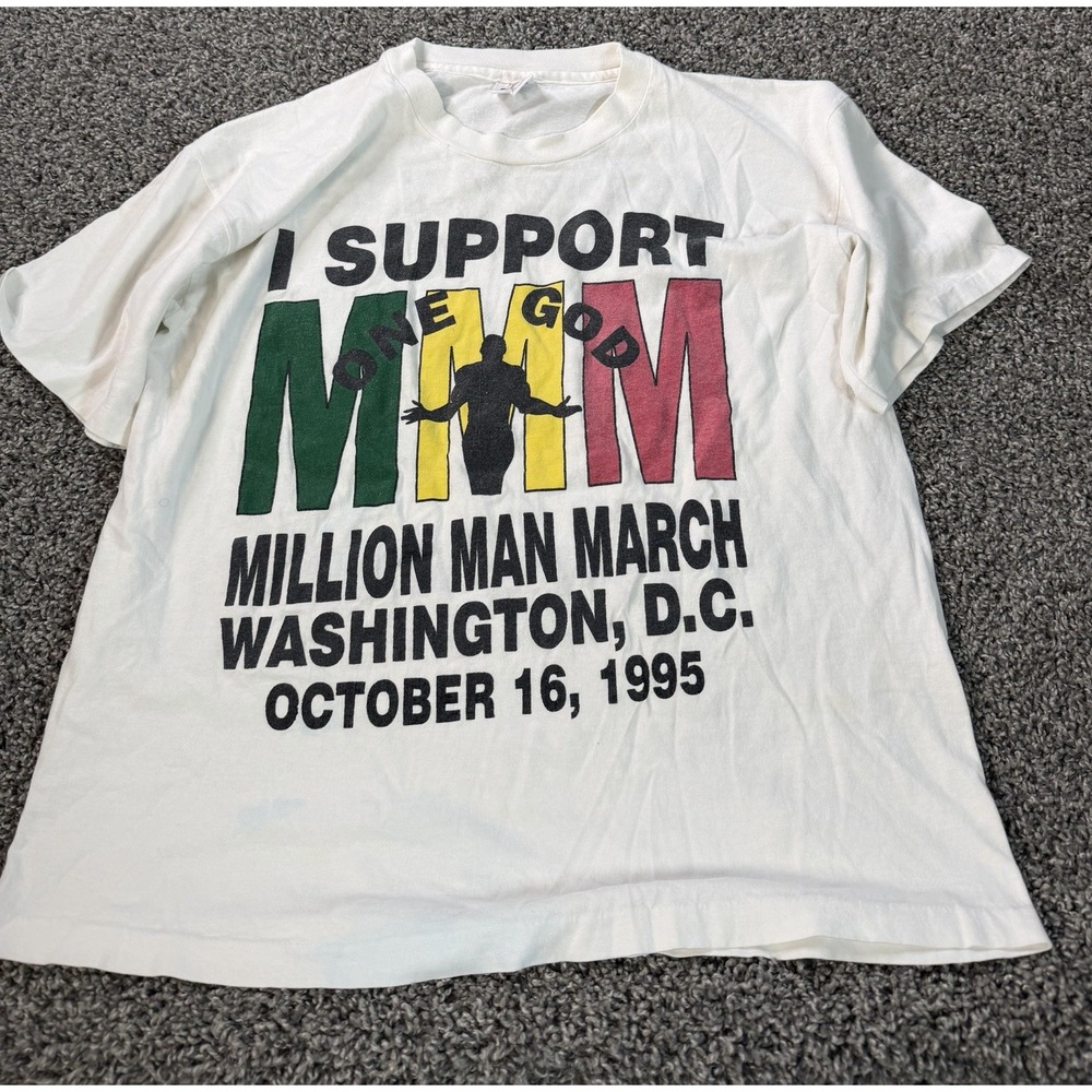 Vintage 1995 Million Man March T Shirt Men's Size Large White